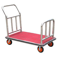 LUGGAGE HOTEL CART WITH PLATFORM SILVER